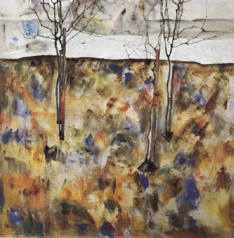Egon Schiele Winter Trees Germany oil painting art